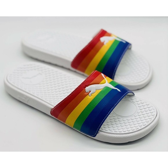 NEW Puma Cool Cat Rainbow ‘Pride’ Cushioned Slides - Picture 3 of 4